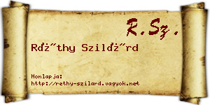 Réthy Szilárd névjegykártya